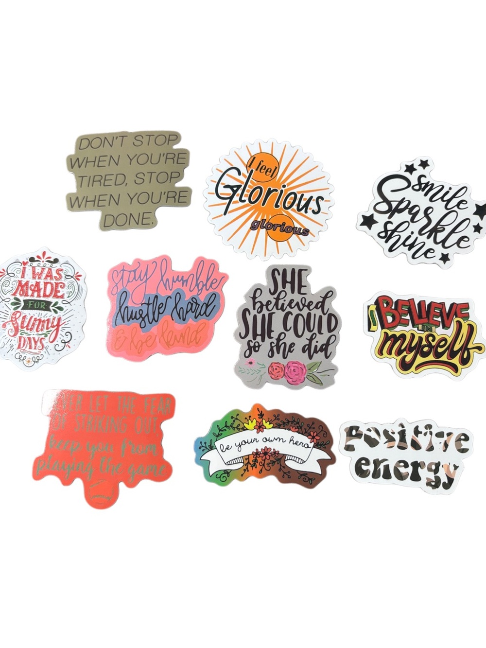 🔥Motivational Sticker 10-Pack - Colorful Inspirational Designs